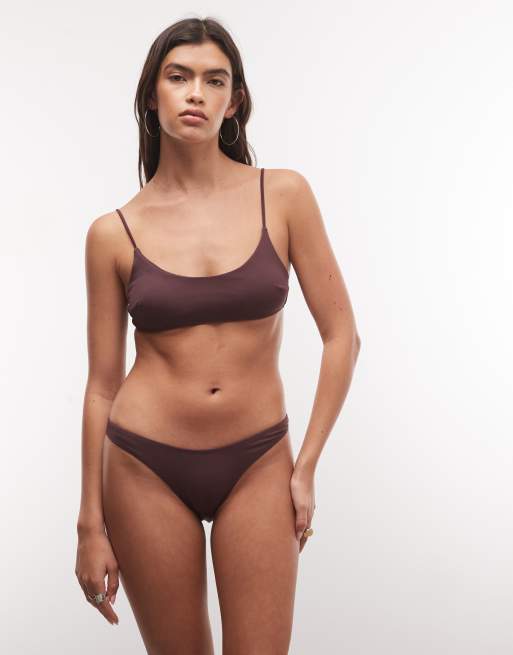 Weekday – Bikini w ciemnośliwkowym kolorze z głębokim dekoltem w kształcie litery U, 2 z 3