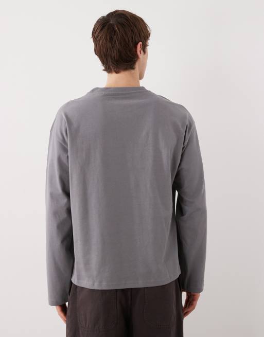 Weekday – Grå, boxig t-shirt i kraftig jersey och oversized fit med långa ärmar, 3 av 5
