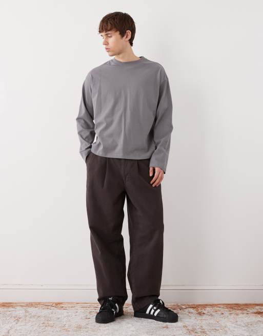 Weekday - Grå oversized T-shirt i kraftig jersey med lange ærmer og firkantet pasform, 2 af 5