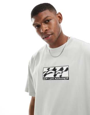 Weekday – Grå t-shirt i oversize tryck