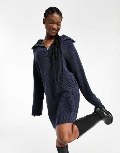 Navy sweater dress clearance outfit