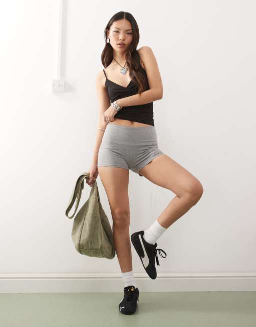 Weekday – Gråmelerade hotpants i jersey, 4 av 5