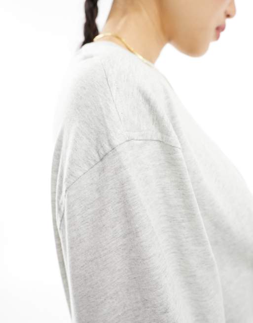 Weekday - Gråmeleret og oversized top med lange ærmer i blødt stof, 2 af 4