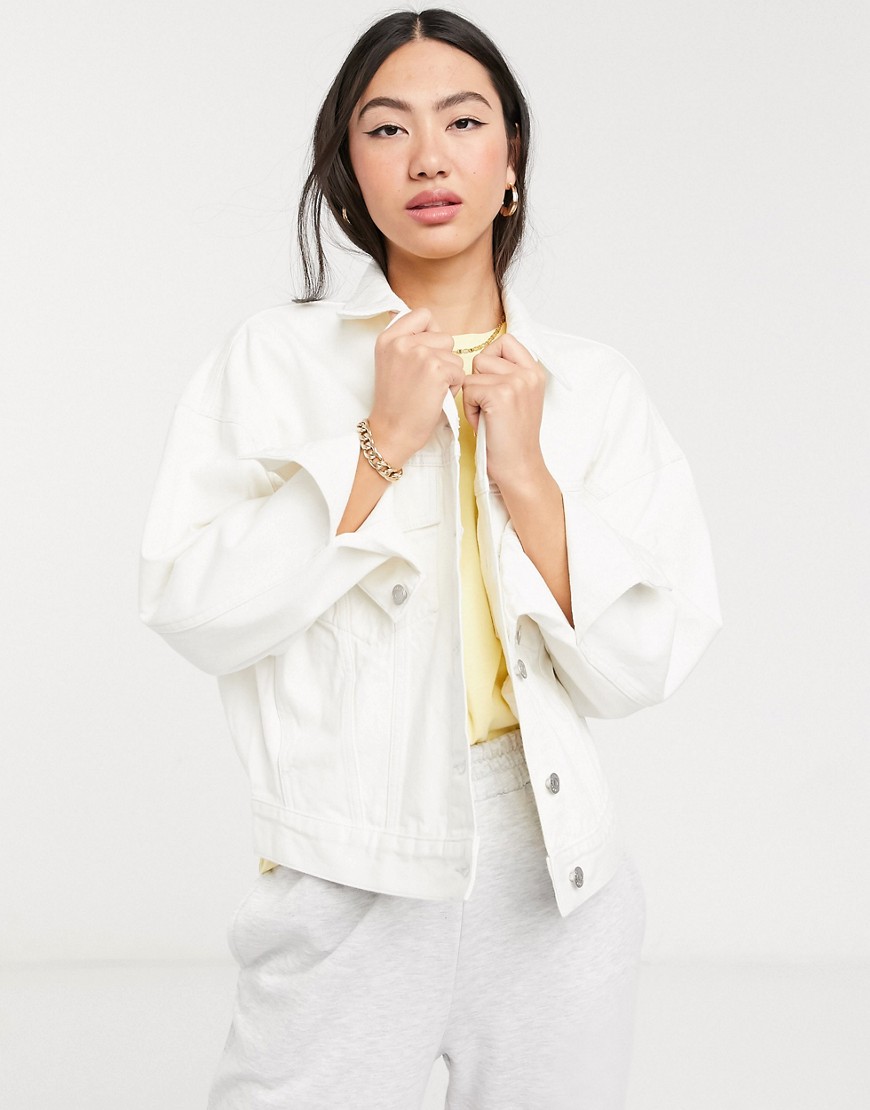 Weekday Grand organic cotton oversized denim jacket in white