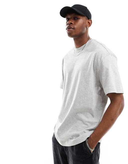 Weekday – Grau meliertes Oversize-T-Shirt