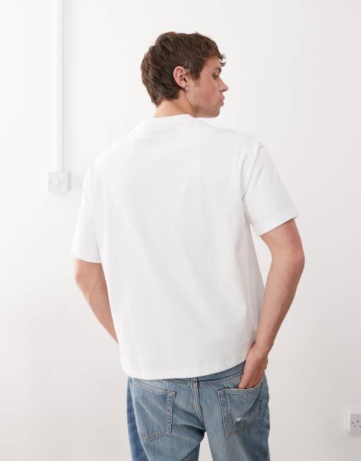 Weekday – Great – Biały T-shirt o pudełkowym kroju z grafiką, 3 z 4