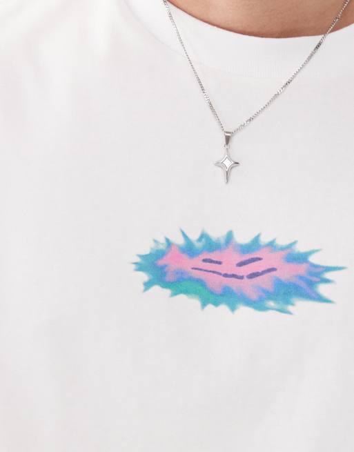 Weekday – Great – Biały T-shirt o pudełkowym kroju z grafiką, 4 z 4