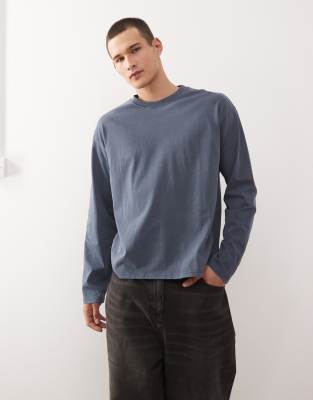 Weekday Great Boxy Fit Oversized Long Sleeve T-shirt In Gray