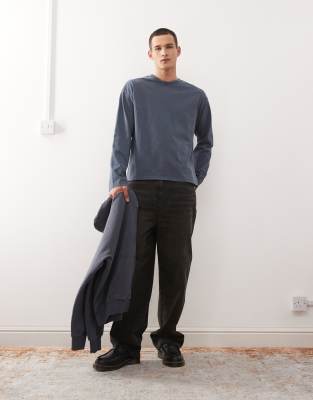 Weekday Great Boxy Fit Oversized Long Sleeve T-shirt In Gray