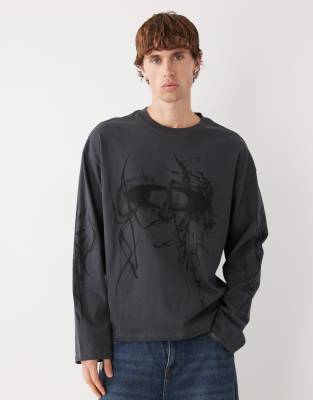 Weekday Great Boxy Fit T-shirt With Big Mess Graphic In Black