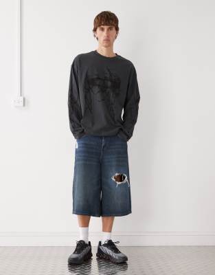 Weekday Great Boxy Fit T-shirt With Big Mess Graphic In Black
