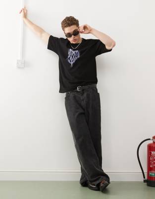Weekday Great Boxy Fit T-shirt With Graphic Print In Black