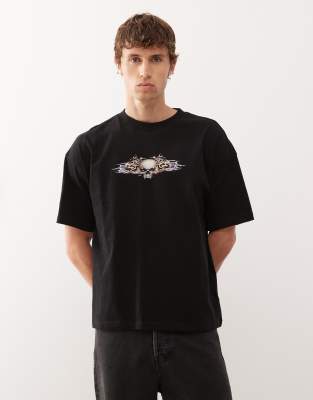 Weekday Great Boxy Fit T-shirt With Skull Graphic Print In Black