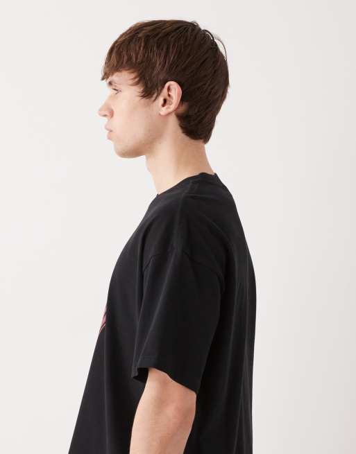 Weekday Great boxy oversized heart graphic tee in black, 5 of 5