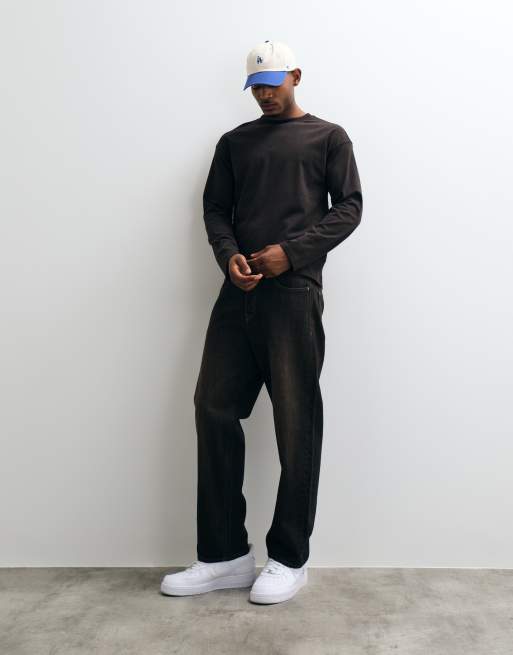 Weekday Great boxy oversized long sleeve t-shirt in brown, 2 of 5