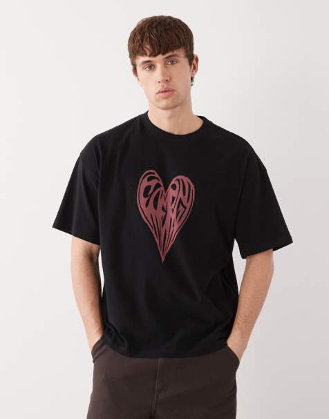 Weekday - Great Boxy - T-shirt nera con stampa di cuori - view 1