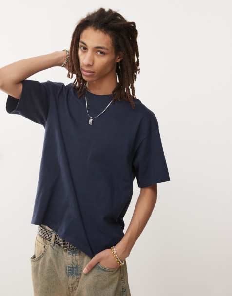 Weekday - Great - Marineblå oversized T-shirt i firkantet pasform - view 1