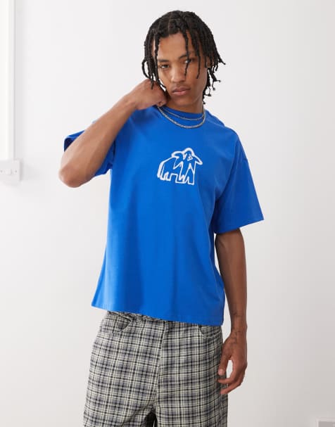 Weekday Great boxy fit t-shirt with graphic print in blue