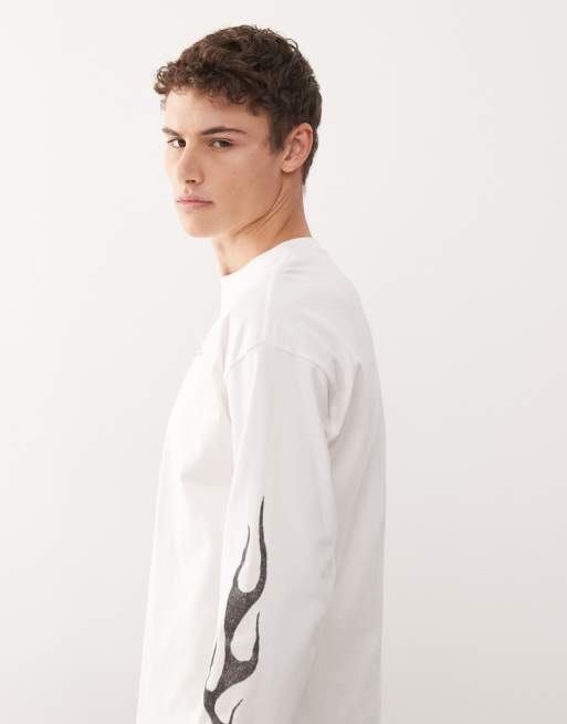 Weekday - Great - Råhvid T-shirt med lange ærmer og grafisk kranieprint, 4 af 5