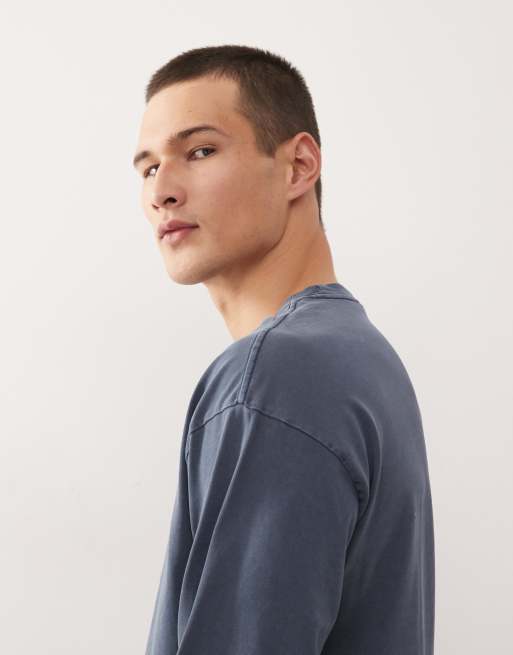 Weekday - Great - Recht oversized T-shirt met lange mouwen in marineblauw, 4 van 5