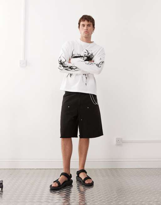 Weekday - Great - Recht T-shirt met lange mouwen en grafische prints in wit, 2 van 4
