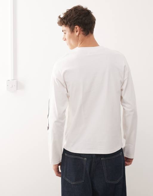 Weekday - Great - Recht T-shirt met lange mouwen en schedelprints in gebroken wit, 3 van 5