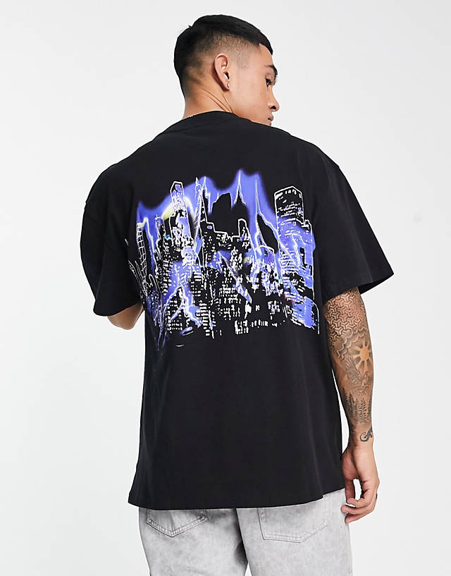 Weekday - great skyline graphic printed t-shirt in black