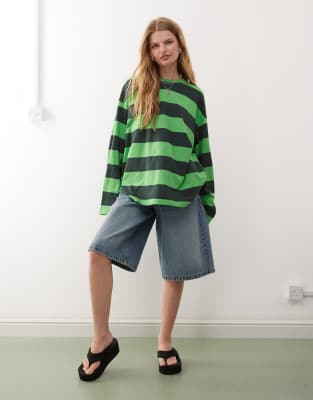Weekday - Grøn oversized langærmet T-shirt - view 1