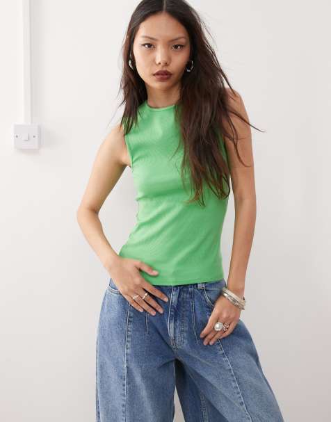 Weekday - Grøn ribstrikket tanktop - view 1