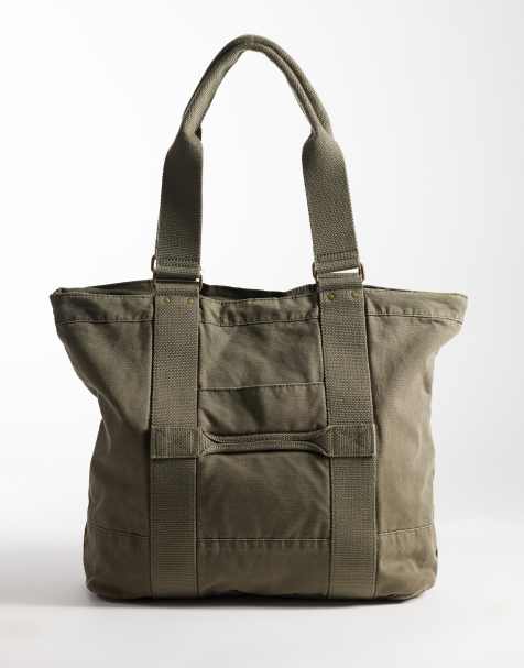Weekday große Canvas-Shopper-Tasche in gewaschenem Khaki - view 1