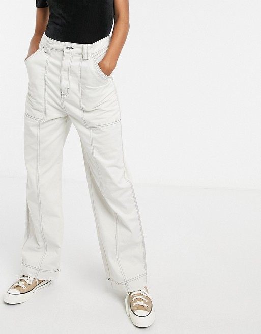 Weekday Gwyneth organic cotton trousers in cream