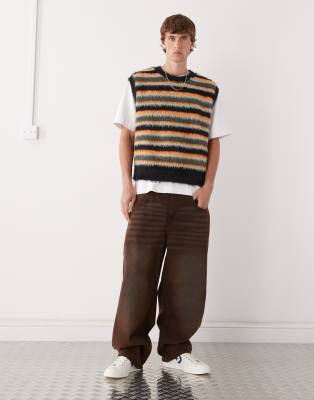 Weekday Hairy Yarn Knit Vest In Multi