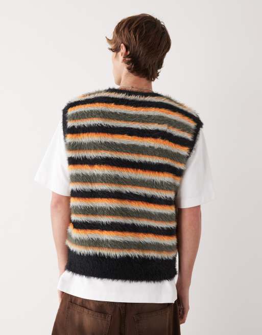 Weekday hairy yarn knitted vest in multi stripe, 3 of 5