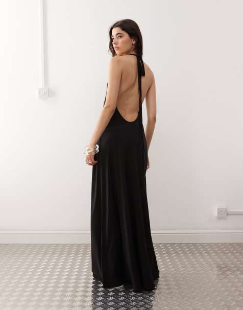 Weekday – Halbtransparentes Neckholder-Maxikleid in Schwarz - view 1