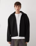 [Weekday] Weekday half-zip borg fleece sweatshirt in black M Black