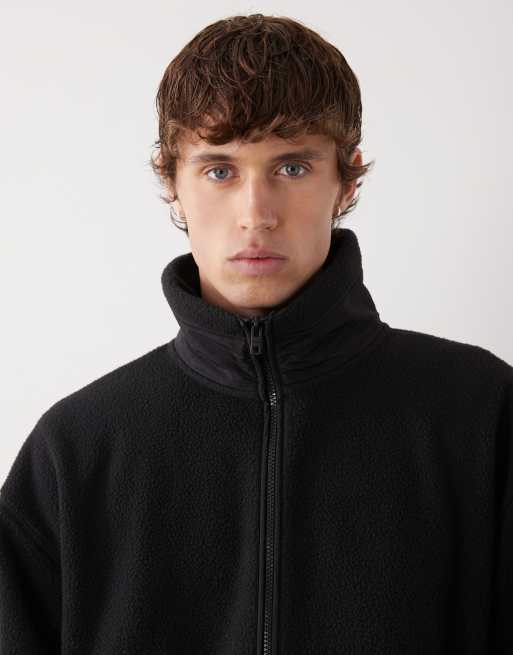Weekday half zip borg fleece sweatshirt in black, 5 of 5