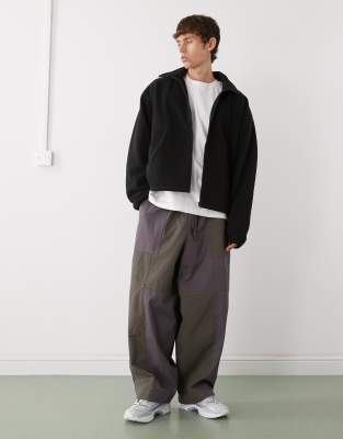 Weekday Half Zip Teddy Fleece Sweatshirt In Black