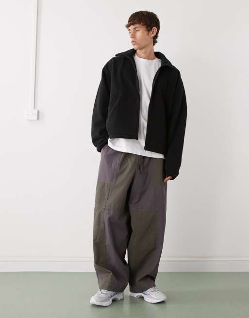 Weekday half zip teddy fleece sweatshirt in black, 2 of 5