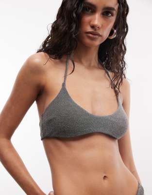 Weekday Halter Bikini Top In Silver