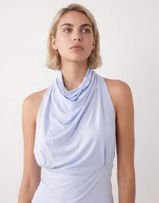 Weekday Halter Neck Top With Snatched Waist In Blue