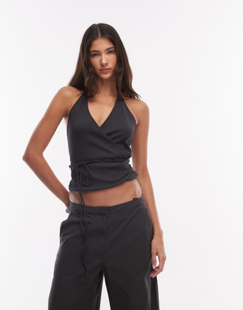 Weekday halter wrap top in off black - view 1