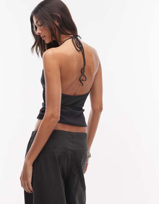 Weekday halter wrap top in off black, 3 of 4