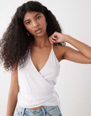 Weekday Halter Wrap Top In White