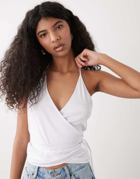 Weekday halter wrap top in white - view 1