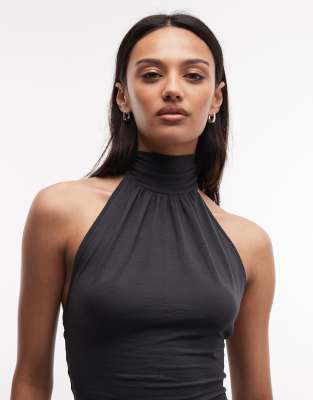 Weekday Halterneck Top With Open Back In Black