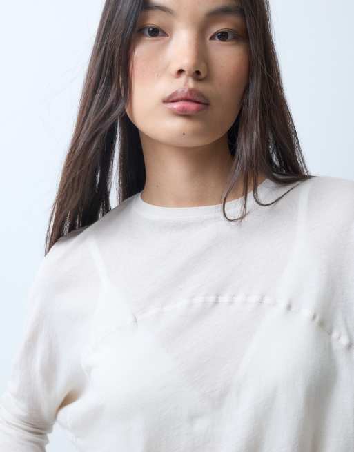 Weekday halvskir topp med batwing-ärmar i beige, 3 av 5