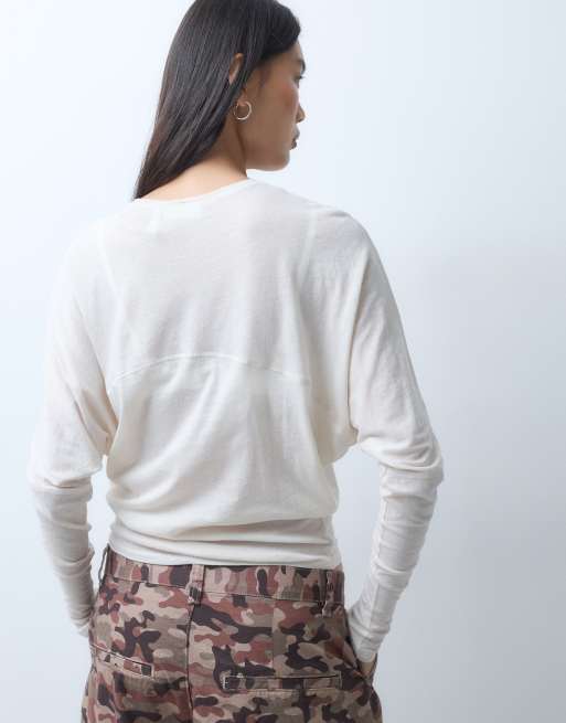 Weekday halvskir topp med batwing-ärmar i beige, 5 av 5