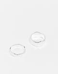 [Weekday] Weekday hammered ring 2-pack in silver tone L-XL Silver