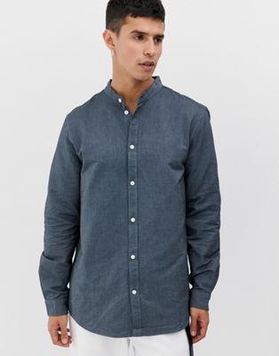 Weekday – Haring – Blå skjorta med murarkrage