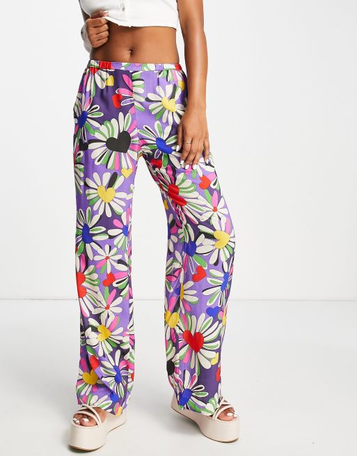 Weekday - Harper - Pantaloni con stampa floreale rétro multicolore in coordinato 